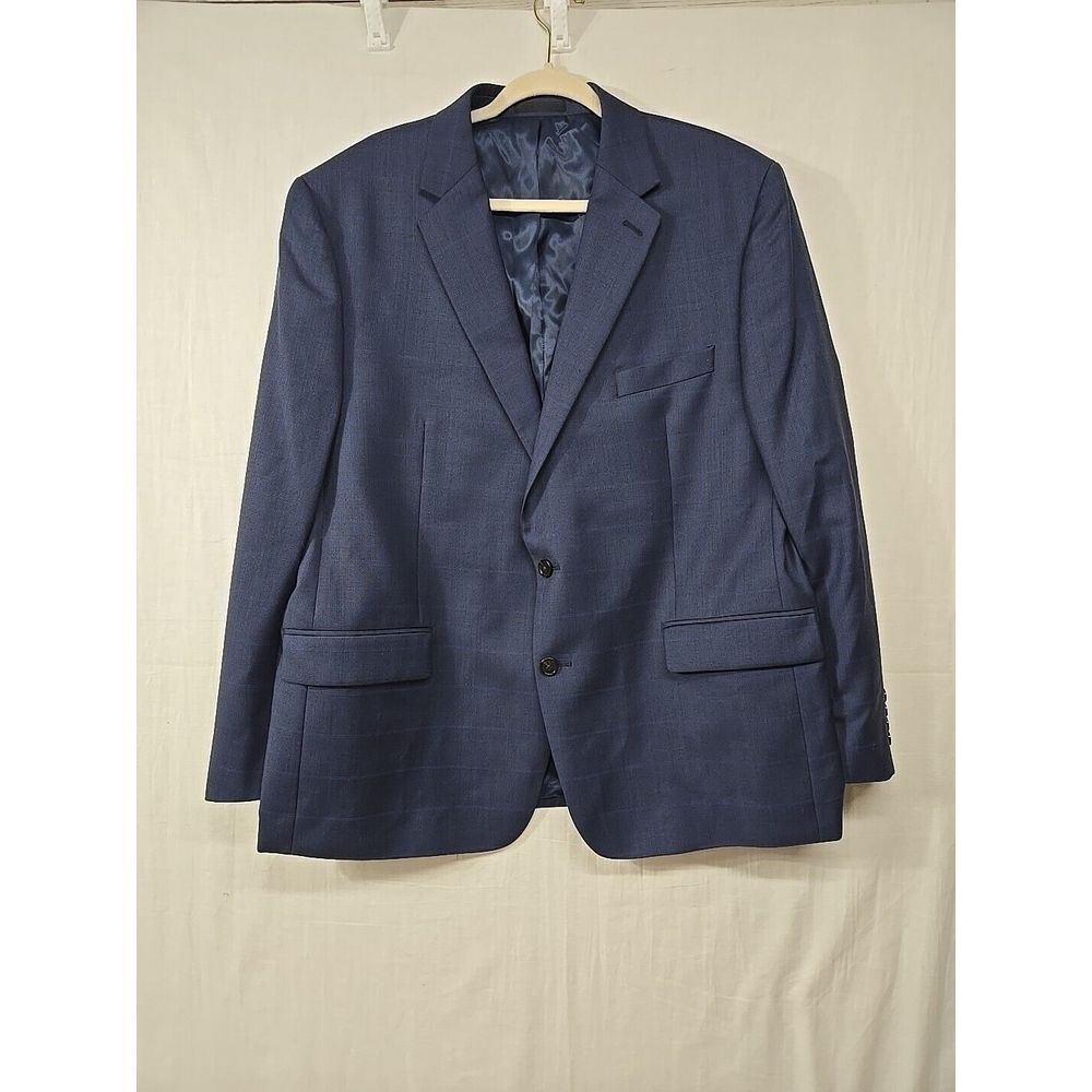 Lauren Ralph Lauren Black Label Blazer Mens 46R Wool Blend Window Pane Navy